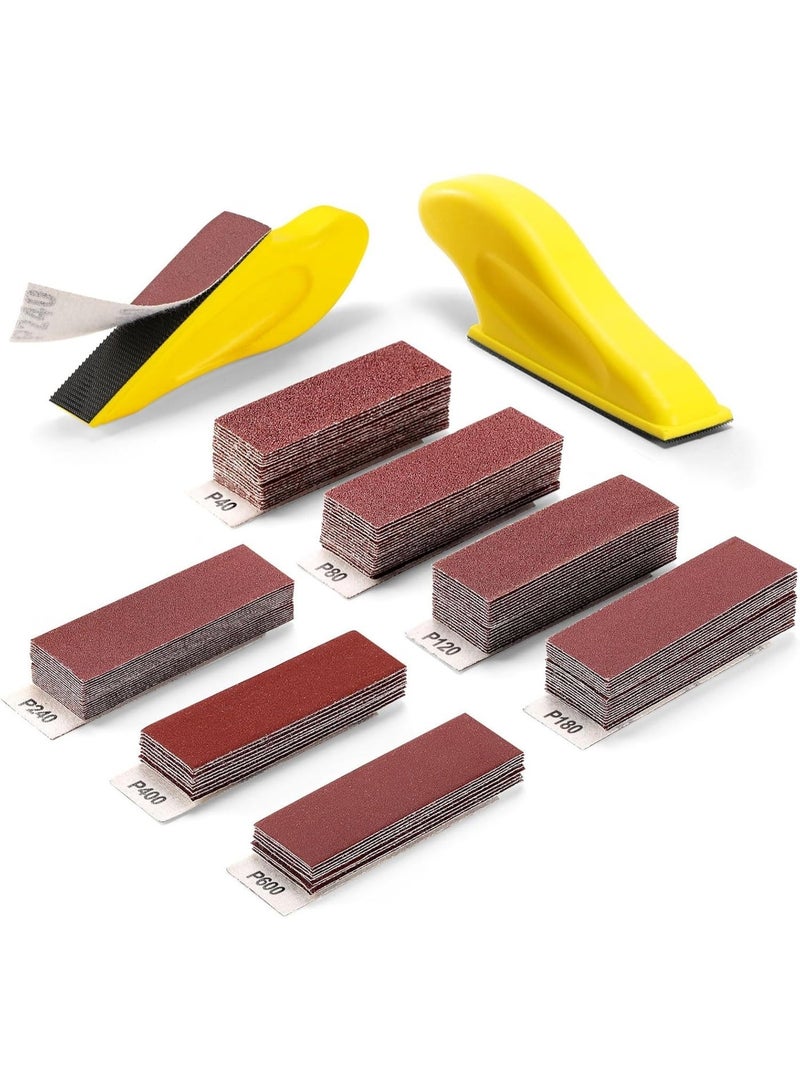 أدوات الرمال الصغيرة 3.5 "x 1" التفاصيل الرمال للمشاريع الصغيرة ، مجموعة الرمال الصغيرة + ورق الرمال 40 80 120 180 240 400 600 Grit للحرف الحرفية التشطيب الخشبي المساحات الضيقة ، 120 جهاز كمبيوتر شخصي - Image 1